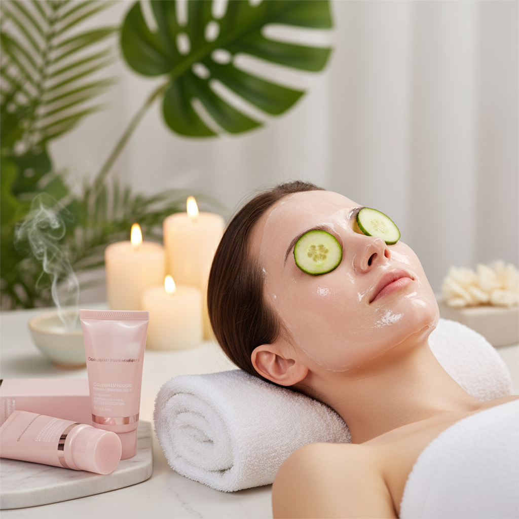 Woman relaxing with mask