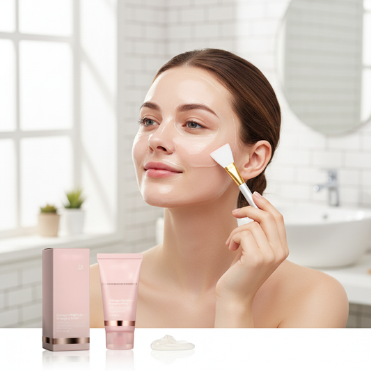 Woman applying facial mask